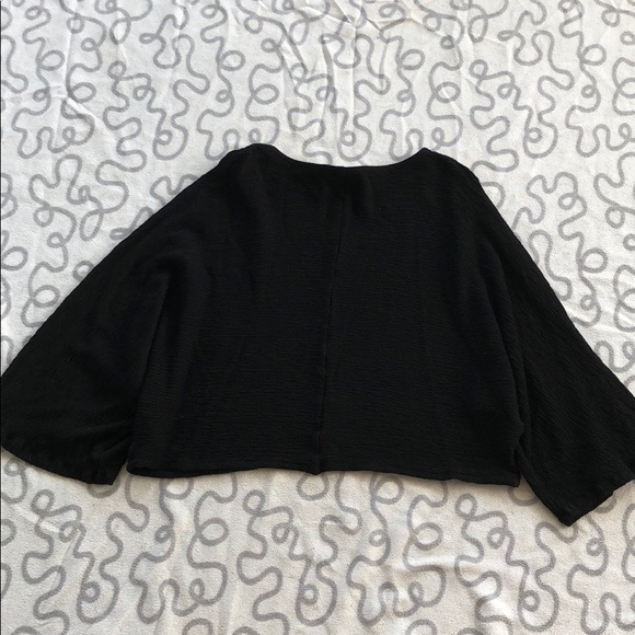 Anthropologie Maeve Black Wide Sleeve Crop Top - Picture 2 of 7